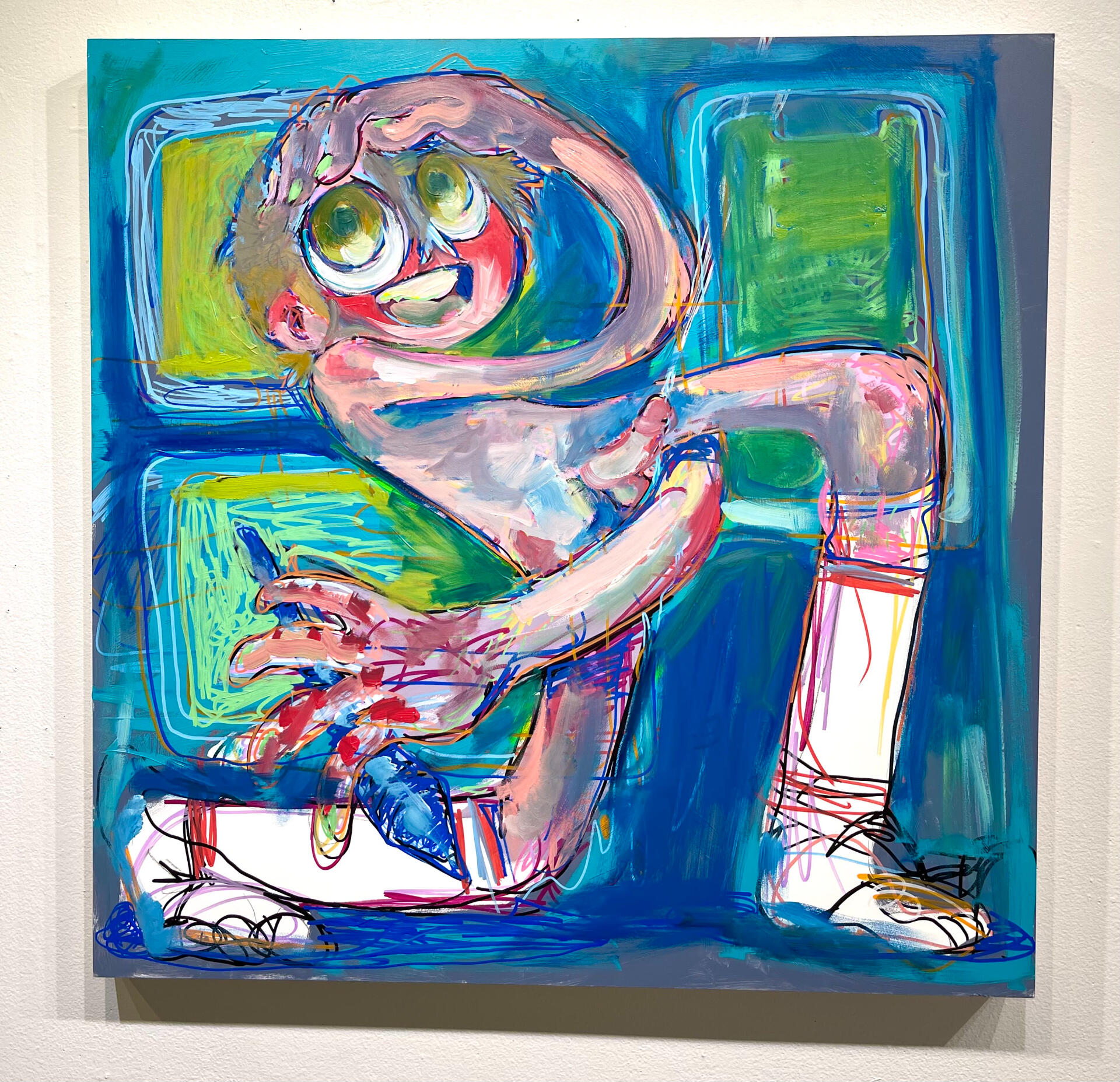 Overstimming, 2021, acrylic and oil on panel